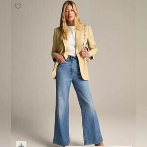 NWT J Crew Womens  Wide Leg Trouser  Dark Blue Jeans Sz  27x33